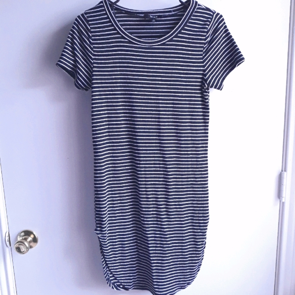Striped crew neck t-shirt dress
